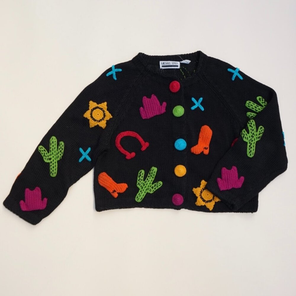 Michael Seroy Western Vintage Embroidered Knit Chunky Knit Sweater (DEFECT) - S